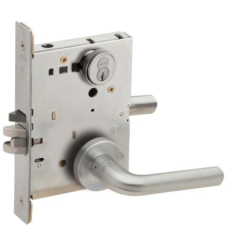 Schlage Grade 1 Storeroom Mortise Lock, Schlage FSIC With Core, S123 Keyway, 02 Lever, A Rose, Satin Chrome L9080R 02A 626